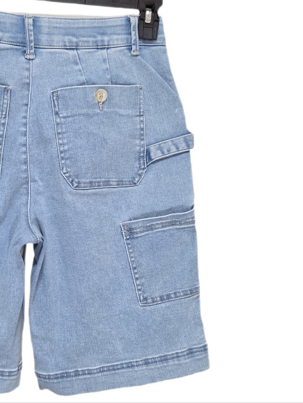 Democracy Carpenter Bermuda Denim Shorts Sailor Pockets Skyrise Ab Solution 4 - Picture 9 of 10